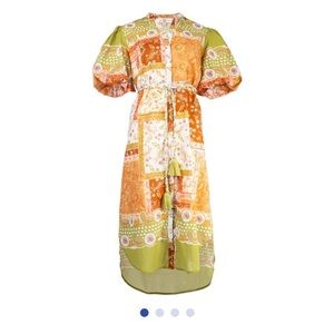 Anna Cate Women's Leila V-Neck Short Sleeve Midi Dress, Sage Patchwork